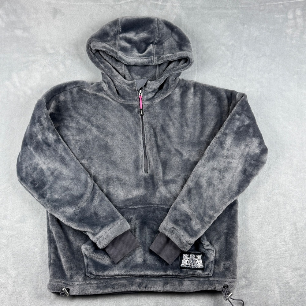 Juicy‎ Couture Y2K Sport Women's SUPER SOFT Velour Fleece Half Zip Hoodie Size S